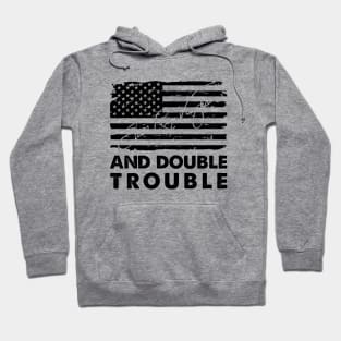 Retro American Flag Double Trouble Music Gift Hoodie